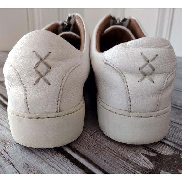 Frye | White Leather Lena Low Zip Sneaker Shoes Women's 8.5 - Picture 10 of 14
